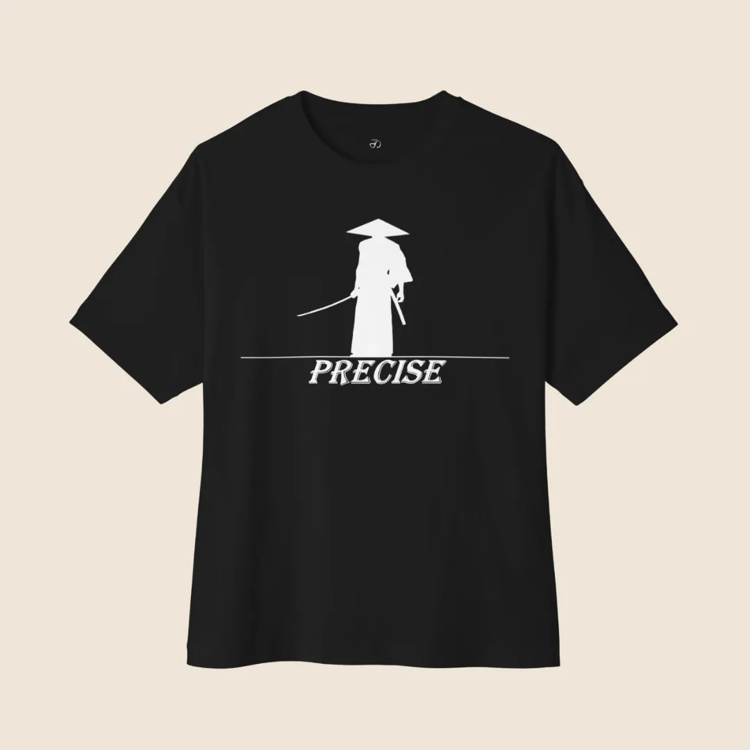 Japanese Samurai Inspired Black Oversized T-Shirt – Precise Graphic