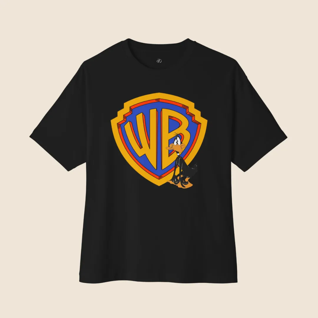 Warner Bros Inspired Black Oversized T-Shirt – Daffy Duck Graphic