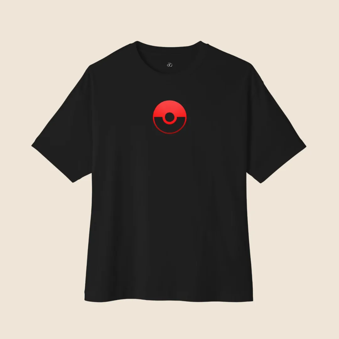 Pokemon Inspired Black Oversized T-Shirt – Pokeball Graphic