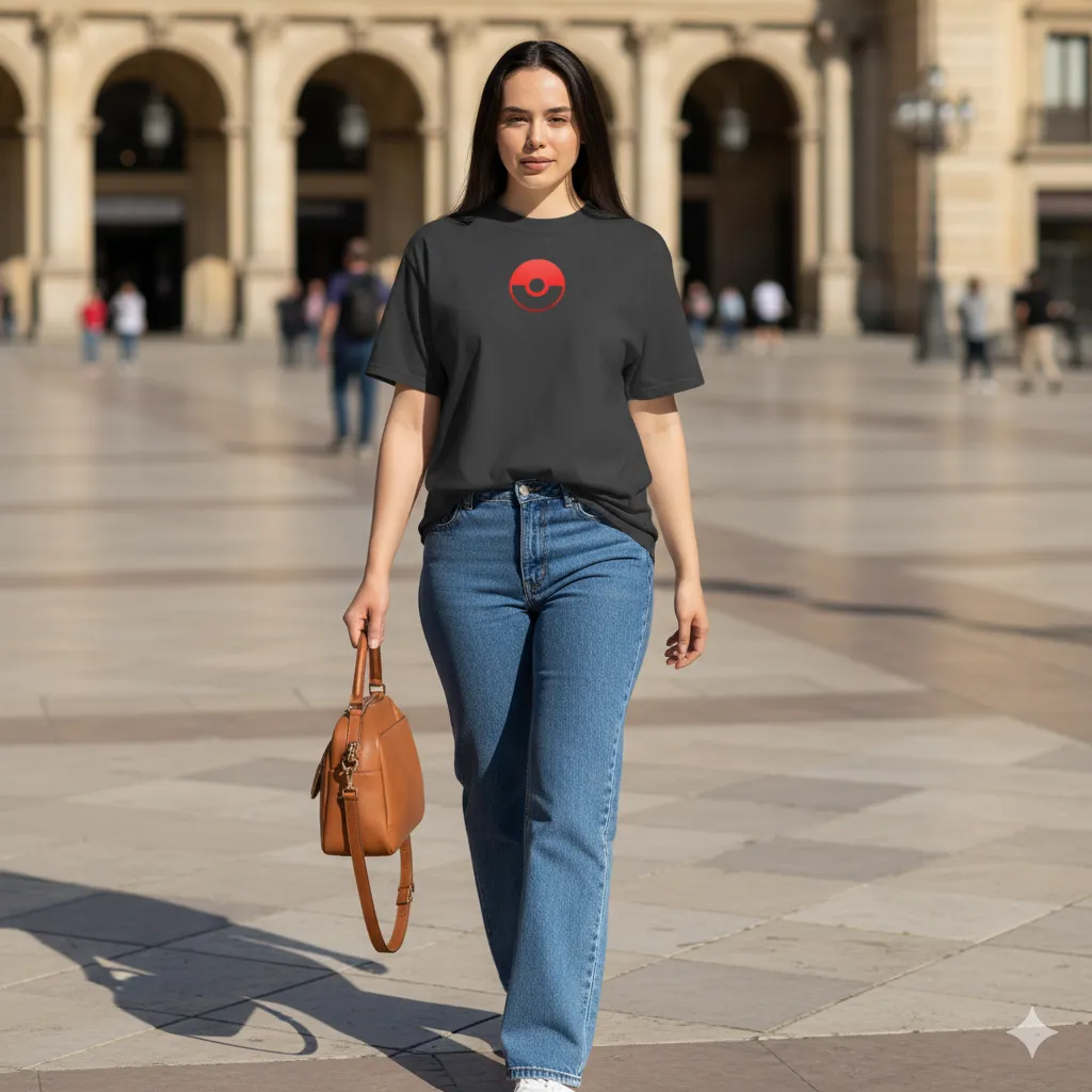 Pokemon Inspired Black Oversized T-Shirt – Pokeball Graphic - Image 3