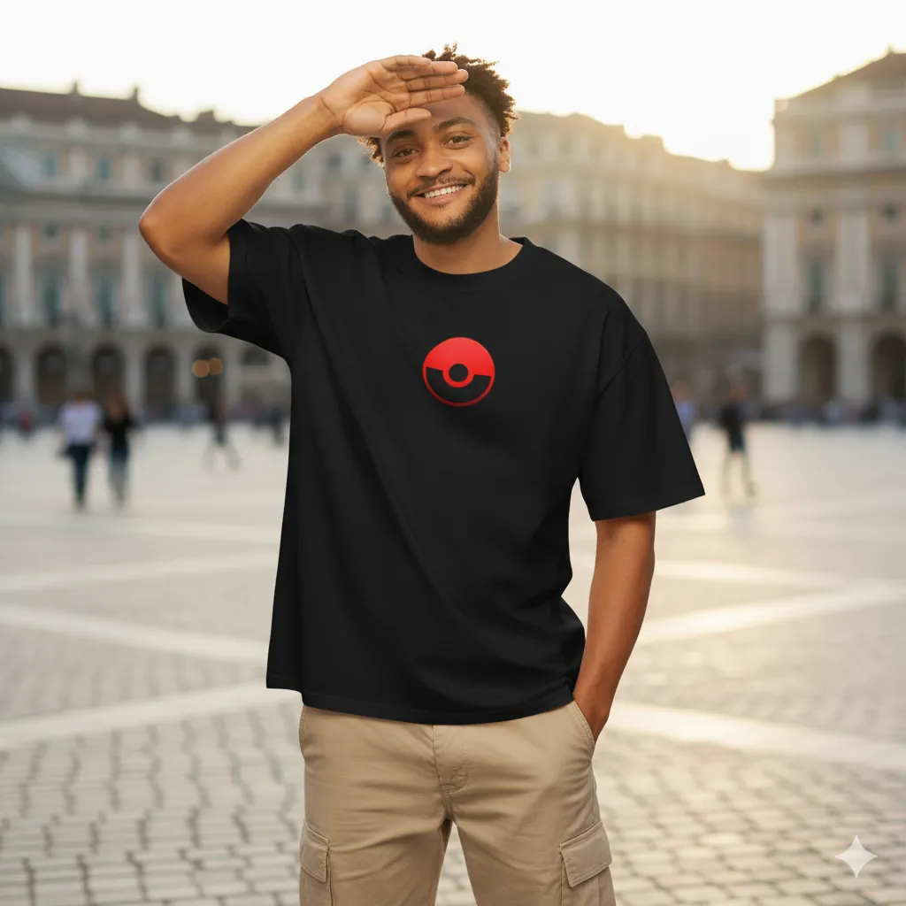 Pokemon Inspired Black Oversized T-Shirt – Pokeball Graphic - Image 7