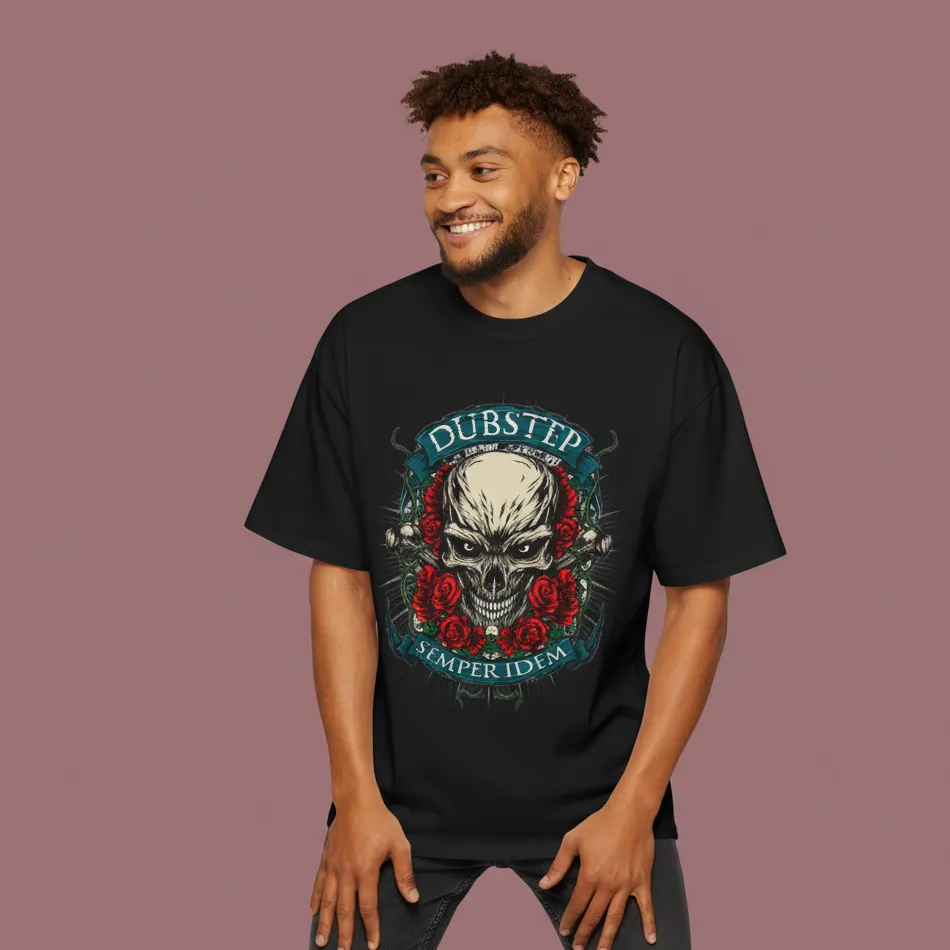 men dubster skull inspired black oversized t-shirt