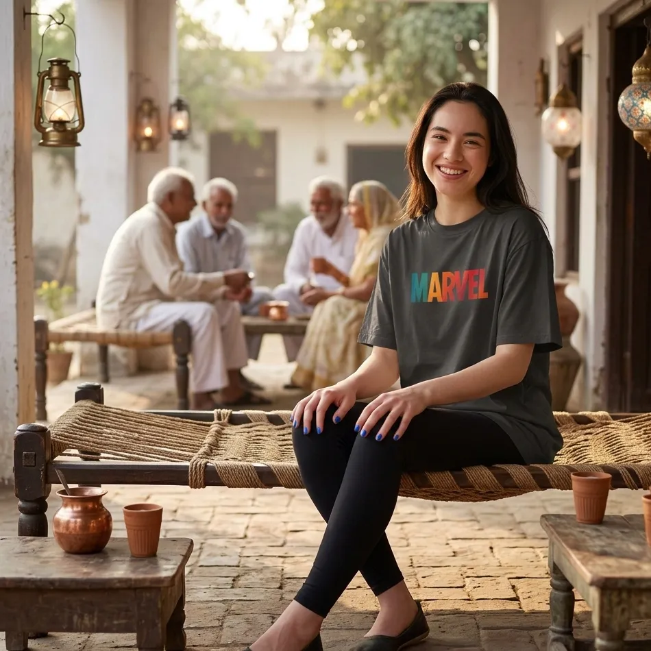 Marvel-Inspired Graphic Black Oversized T-Shirt - Image 3