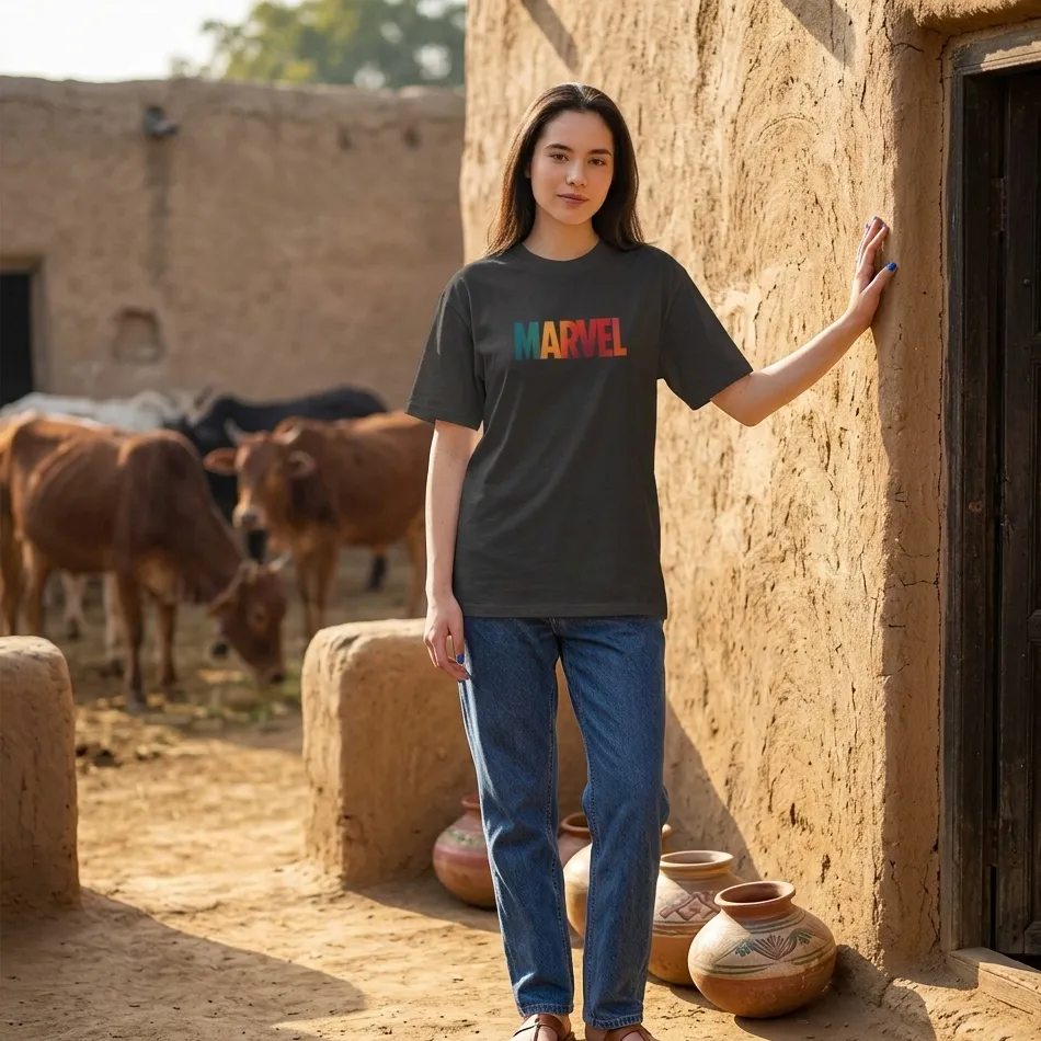 Marvel-Inspired Graphic Black Oversized T-Shirt - Image 6