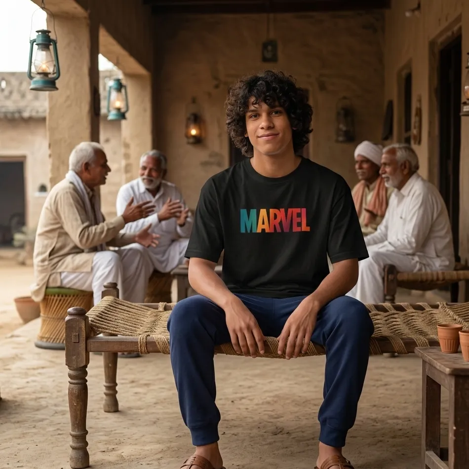 Marvel-Inspired Graphic Black Oversized T-Shirt - Image 4