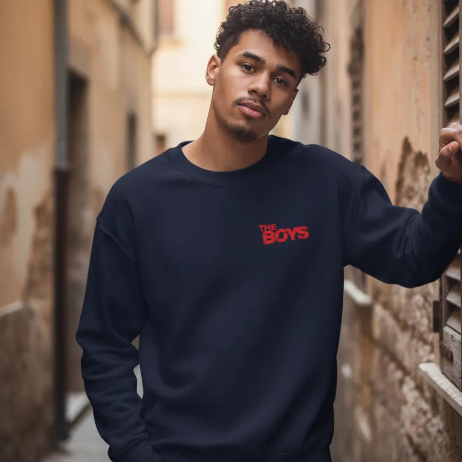 The Boys Inspired Navy Sweatshirt for Men | Street Style Text Graphic - Image 3