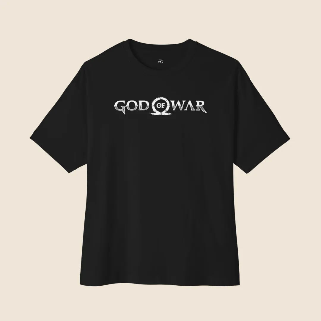 God of War Inspired Black Oversized T-Shirt – Text Graphic