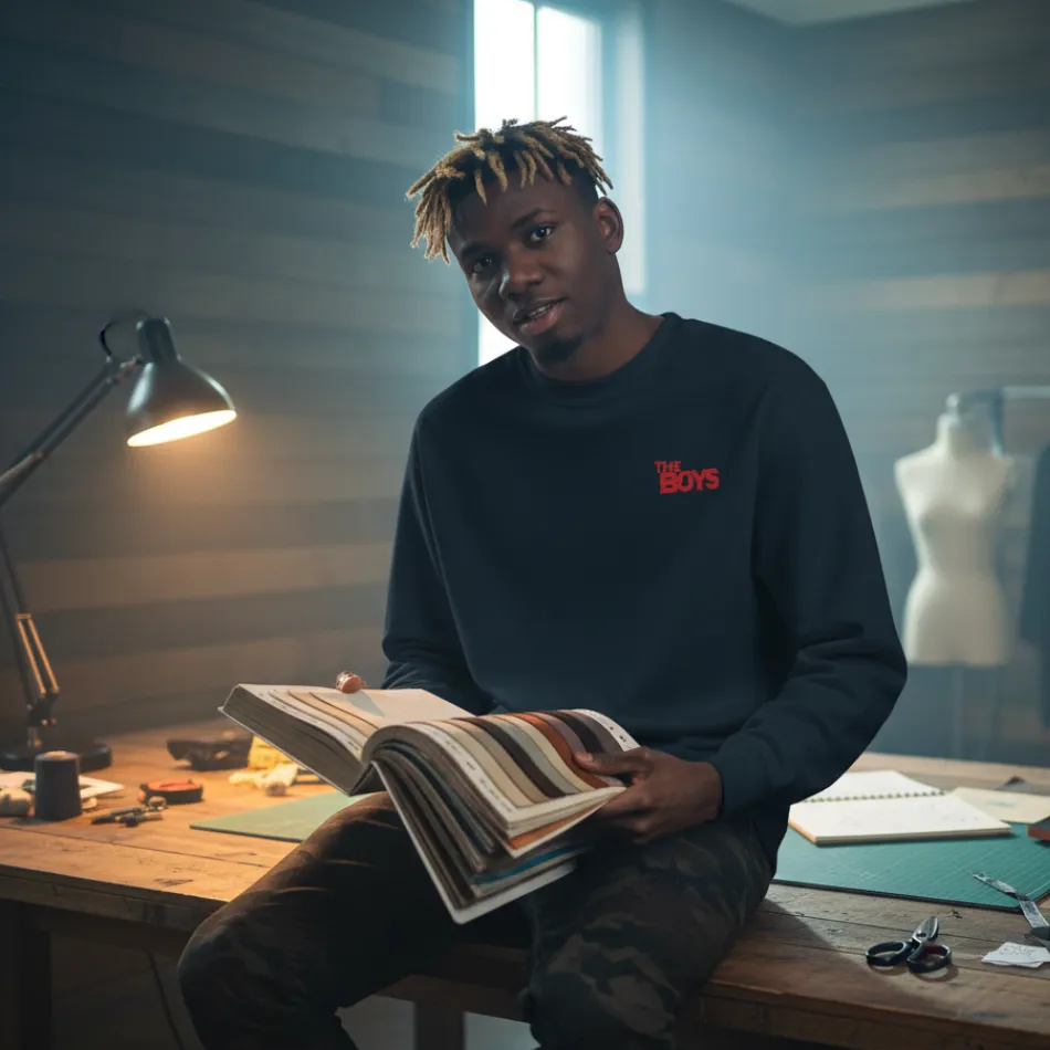 The Boys Inspired Navy Sweatshirt for Men | Street Style Text Graphic - Image 6