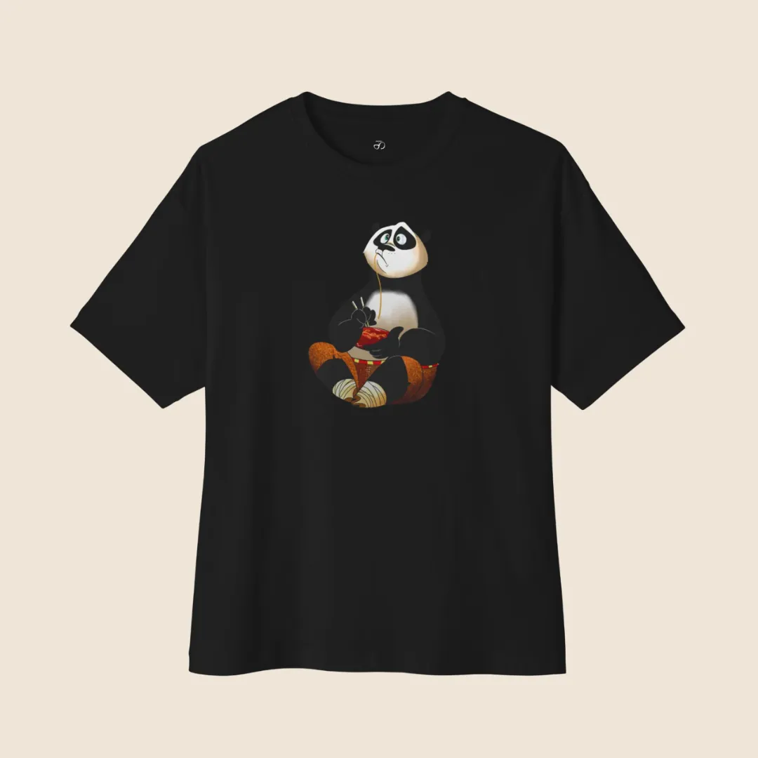 Kung Fu Panda Inspired Black Oversized T-Shirt – Sitting Po Graphic