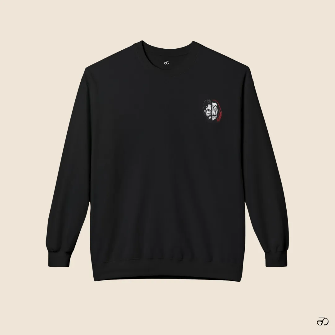 Money Heist Inspired Black Sweatshirt for Women | Mask Graphic - Image 2