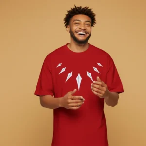 men black panther necklace inspired red oversized t-shirt