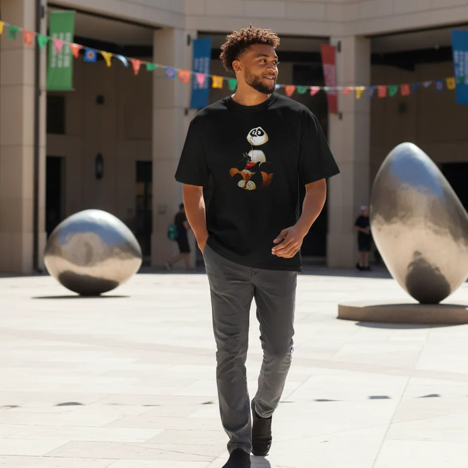 Kung Fu Panda Inspired Black Oversized T-Shirt – Sitting Po Graphic - Image 3