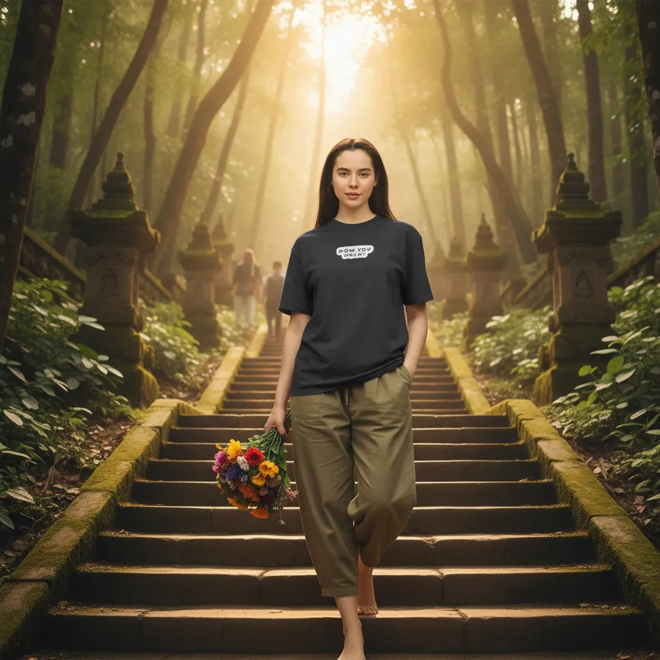 Friends Inspired Black Oversized T-Shirt – How You Doin Text Graphic - Image 3