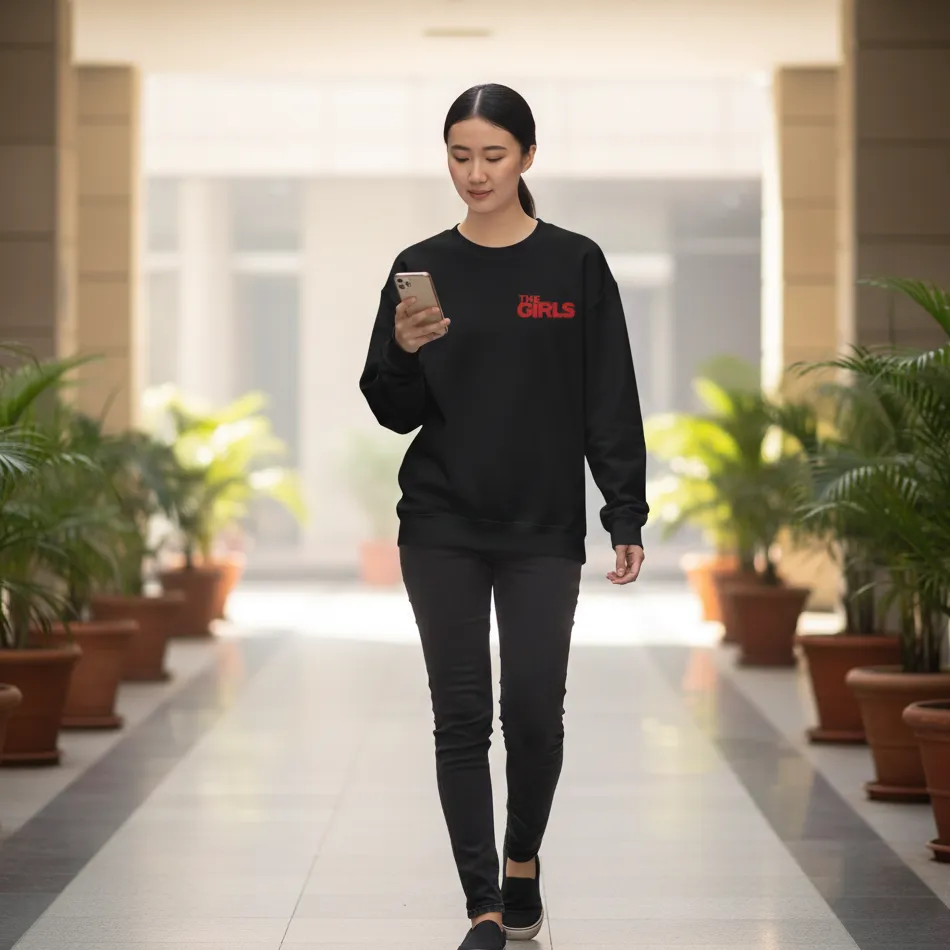 The Girls Inspired Black Sweatshirt for Women | Text Graphic - Image 4