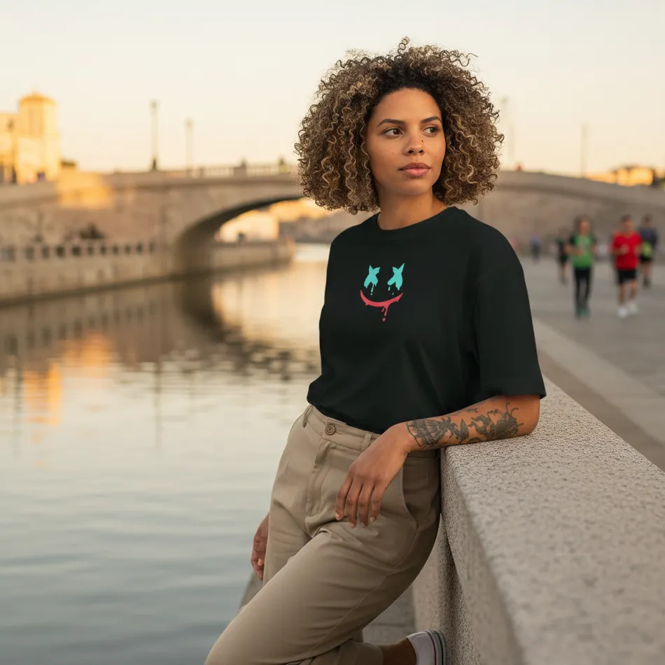 Marshmello-Inspired Logo Black Oversized T-Shirt - Image 4