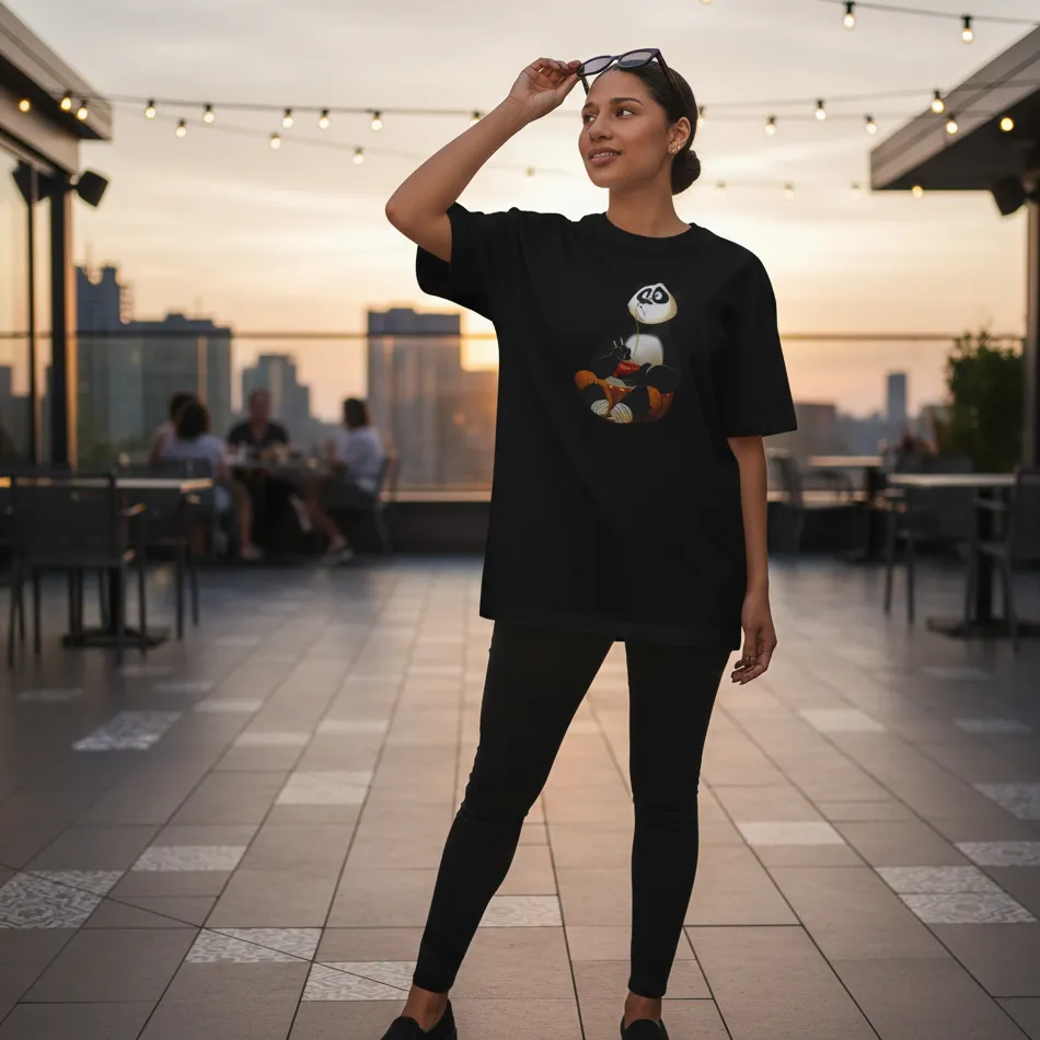 Kung Fu Panda Inspired Black Oversized T-Shirt – Sitting Po Graphic - Image 8