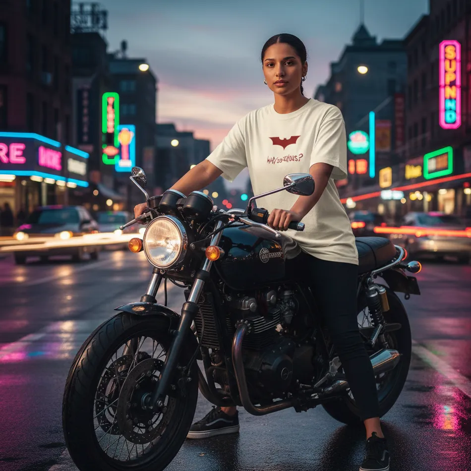 Batman-Inspired “Why So Serious” Beige Oversized T-Shirt for Men & Women - Image 7