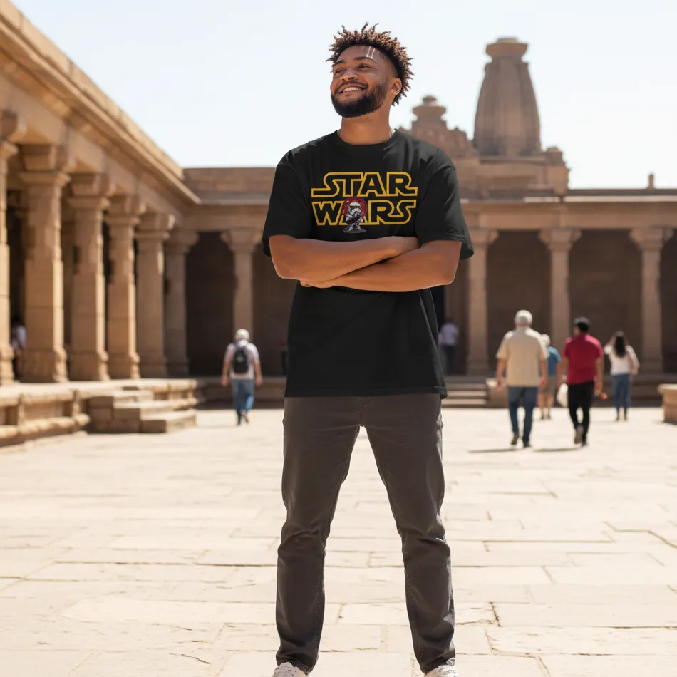 Star Wars Inspired Black Oversized T-Shirt – Text Graphic - Image 8