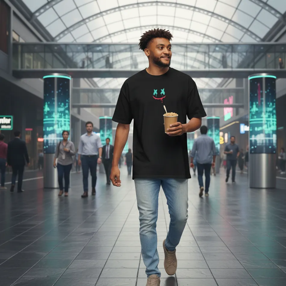 Marshmello-Inspired Logo Black Oversized T-Shirt - Image 7