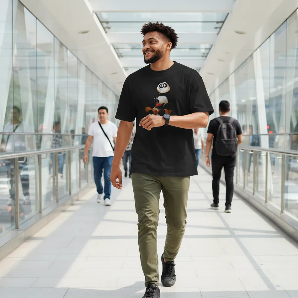 Kung Fu Panda Inspired Black Oversized T-Shirt – Sitting Po Graphic - Image 11
