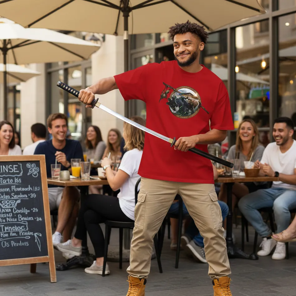 Kung Fu Panda Inspired 6.0 - Dropshoulder Red T-shirt - Image 2