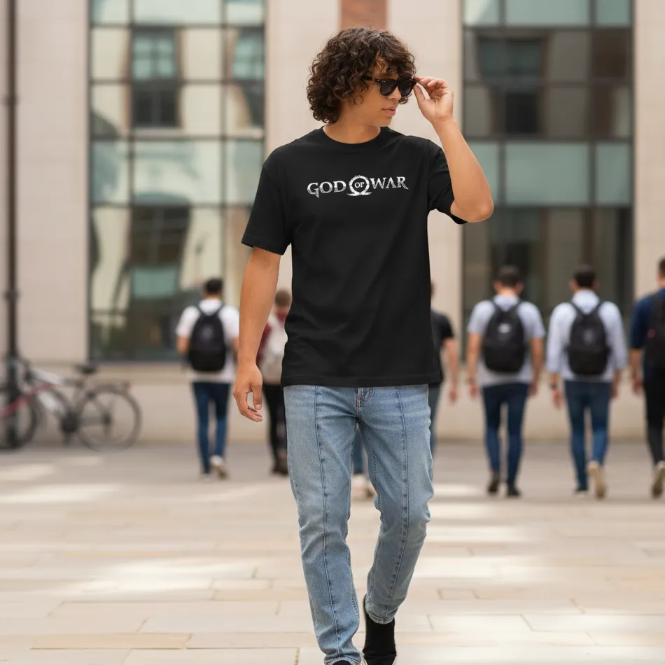 God of War Inspired Black Oversized T-Shirt – Text Graphic - Image 6