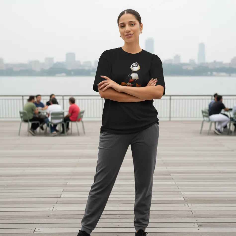 Kung Fu Panda Inspired Black Oversized T-Shirt – Sitting Po Graphic - Image 4