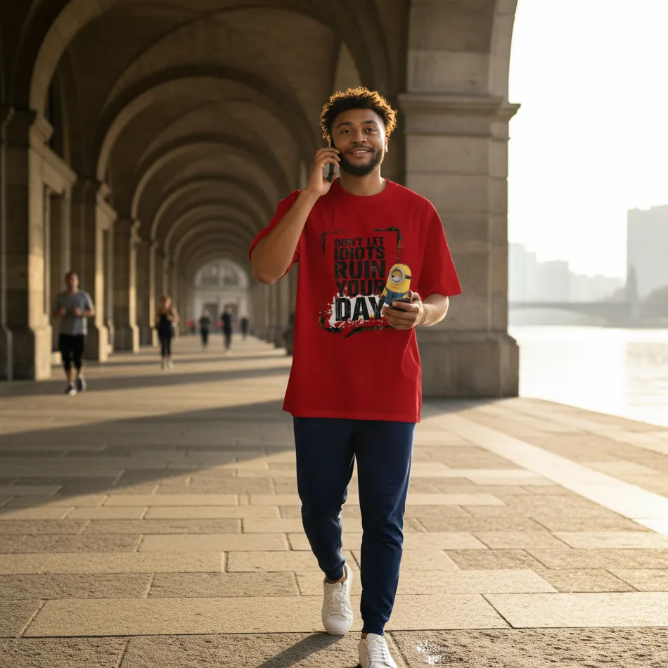 Minions Inspired Red Oversized T-Shirt – Day Saving Text Graphic - Image 12