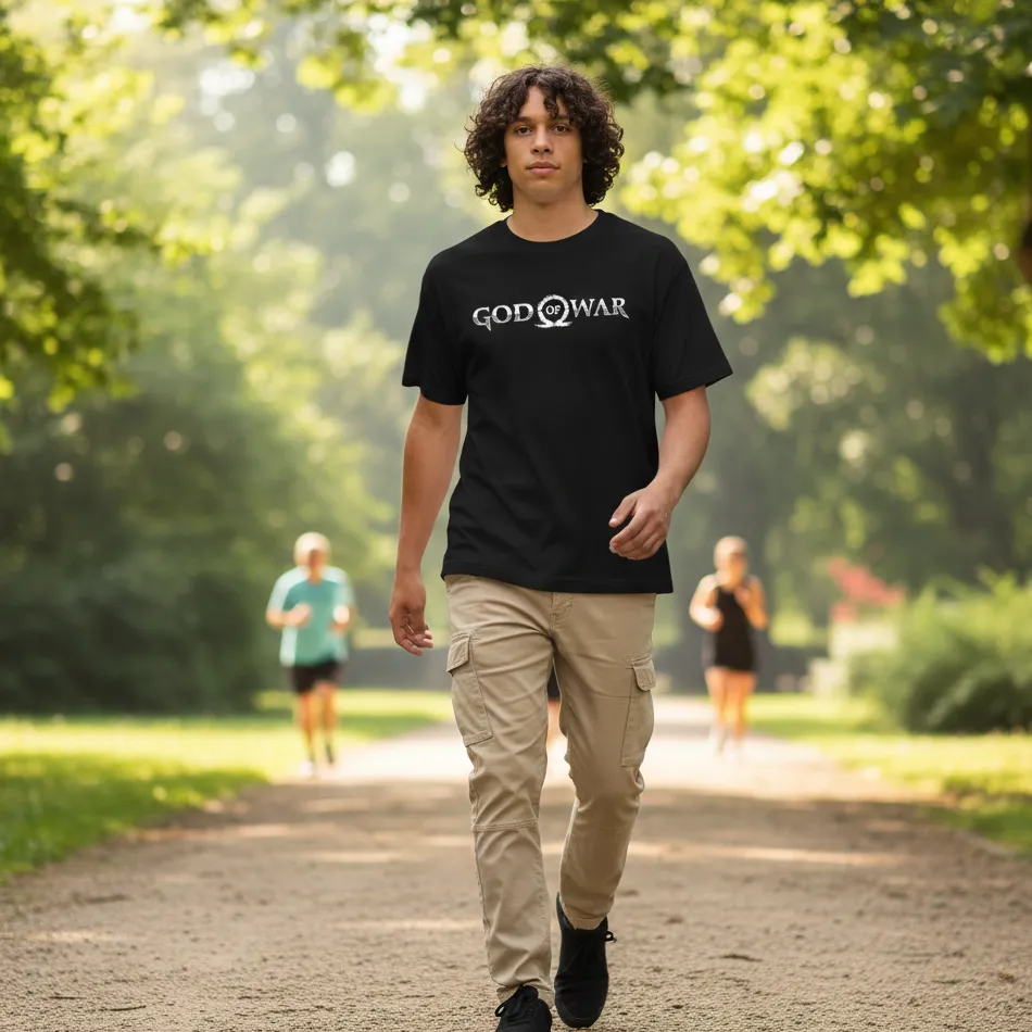 God of War Inspired Black Oversized T-Shirt – Text Graphic - Image 3