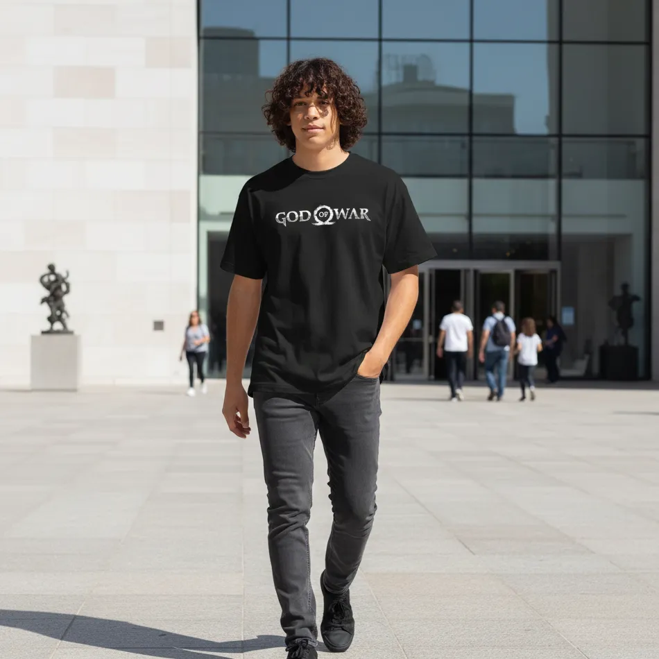 God of War Inspired Black Oversized T-Shirt – Text Graphic - Image 4