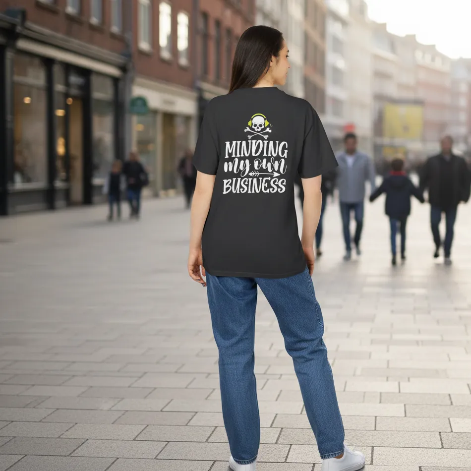 “Mind My Business” Inspired Black Oversized T-Shirt – Text Graphic - Image 6
