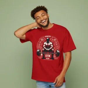 GYM Motivation -Dropshoulder Red T-shirt