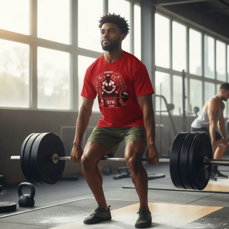 GYM Motivation -Dropshoulder Red T-shirt - Image 2
