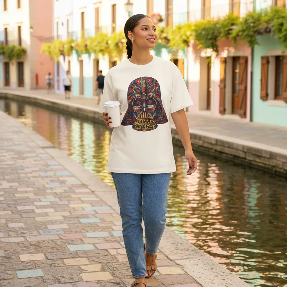 Star Wars Inspired Beige Oversized T-Shirt – Death Trooper Graphic - Image 10