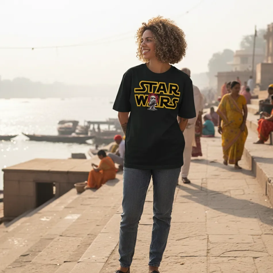 Star Wars Inspired Black Oversized T-Shirt – Text Graphic - Image 2