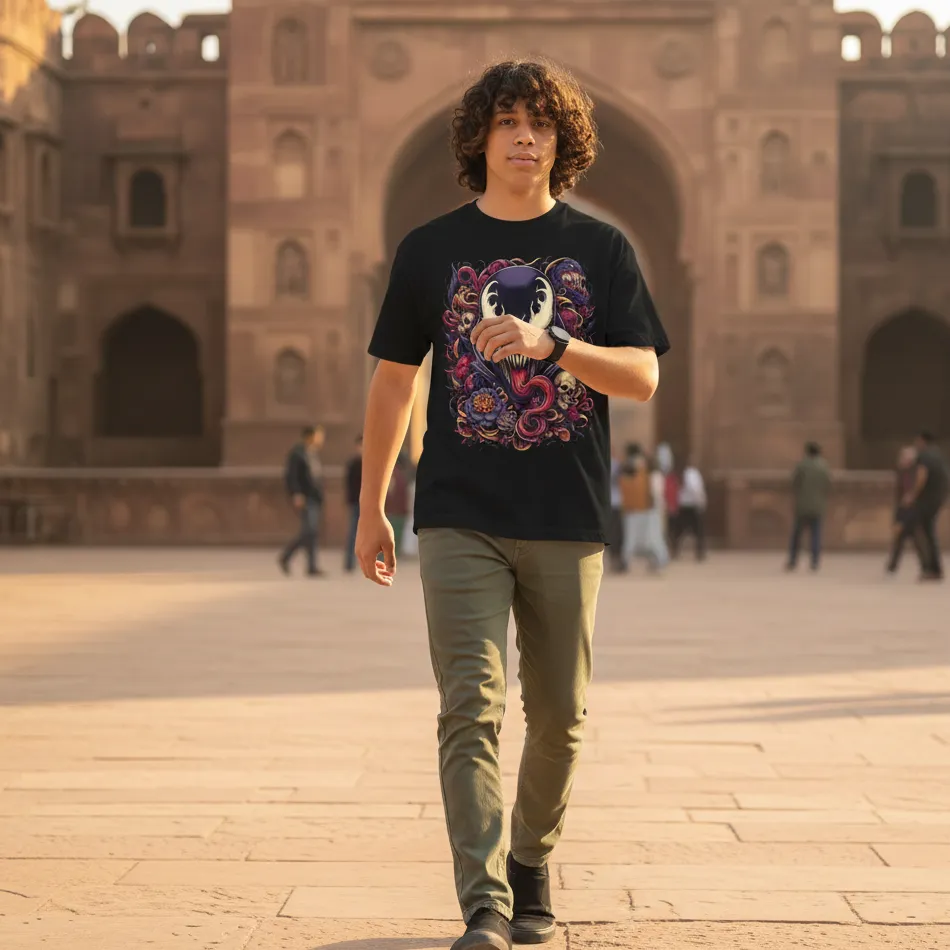 Venom Inspired Black Oversized T-Shirt – Face Graphic - Image 5