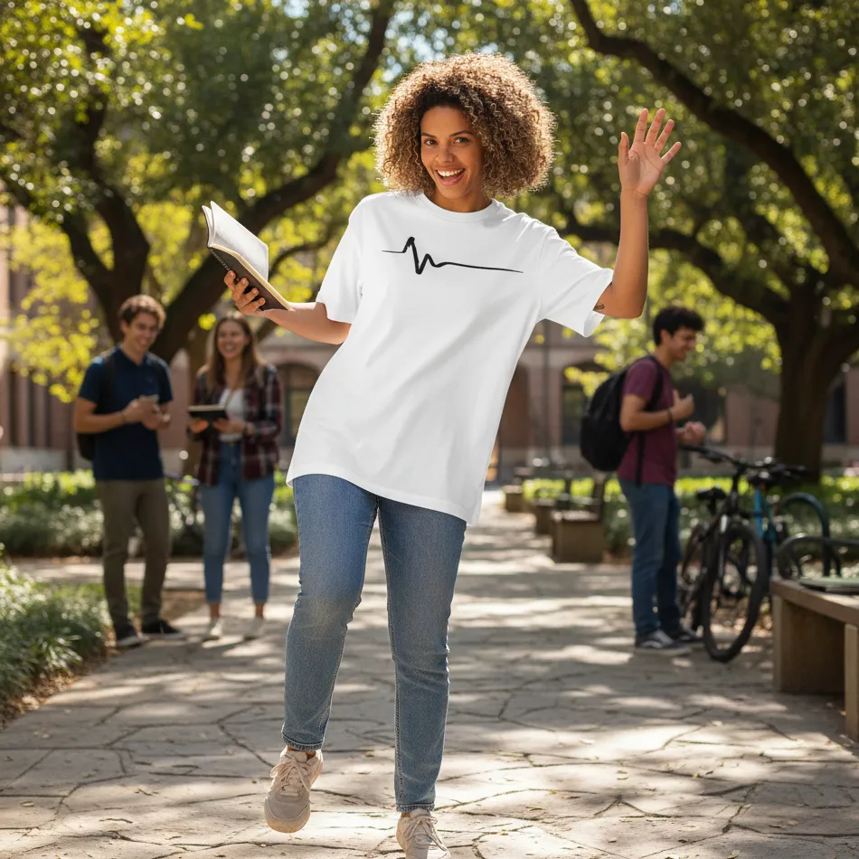 Heartbeat Inspired White Oversized T-Shirt – Life Line Graphic - Image 5