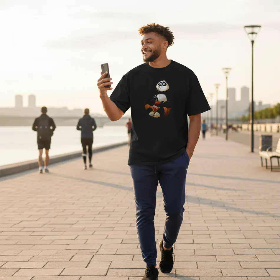 Kung Fu Panda Inspired Black Oversized T-Shirt – Sitting Po Graphic - Image 9