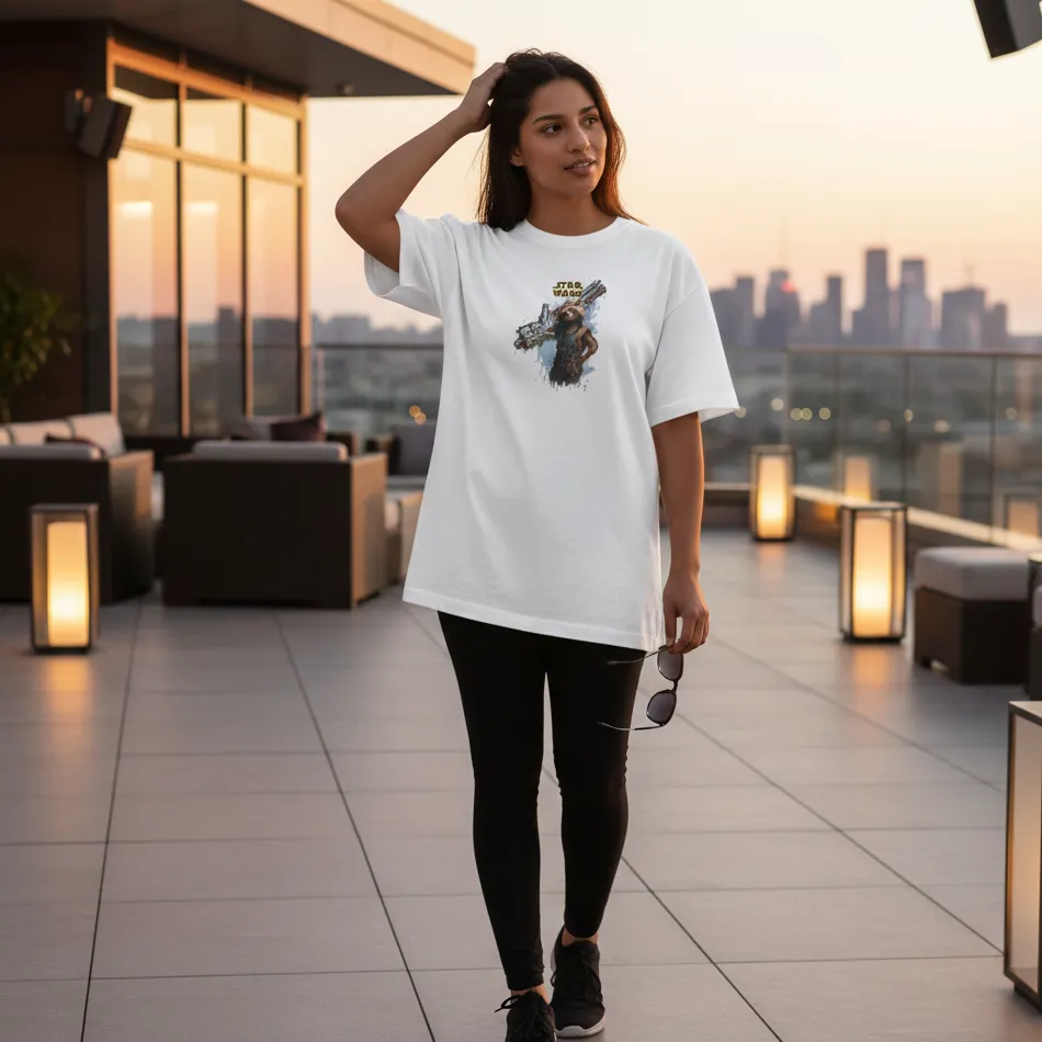 Marvel Inspired White Oversized T-Shirt – Rocket Graphic - Image 3