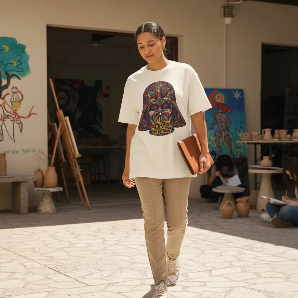 Star Wars Inspired Beige Oversized T-Shirt – Death Trooper Graphic - Image 6