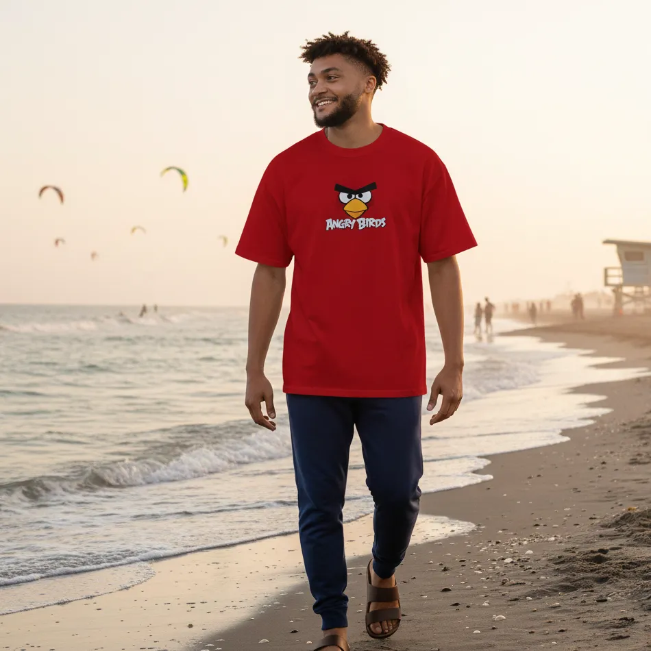Angry Birds Inspired Red Oversized T-Shirt – Red Graphic - Image 5