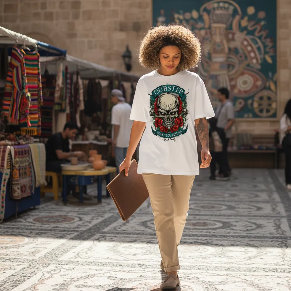 Skull Graphic White Oversized T-Shirt for Men & Women - Image 7