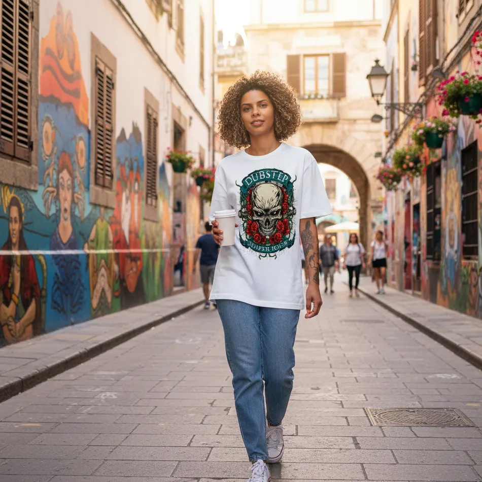 Skull Graphic White Oversized T-Shirt for Men & Women - Image 3