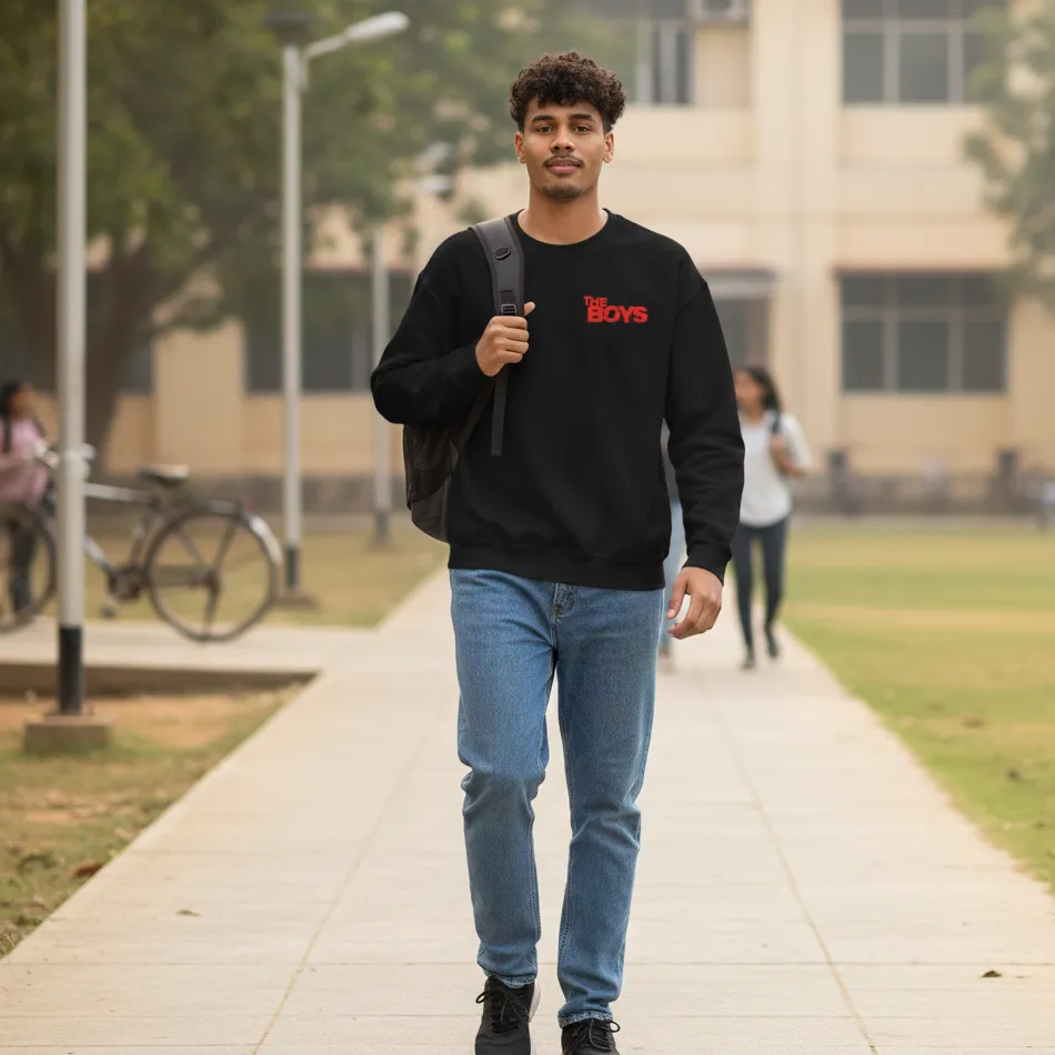 The Boys Inspired Black Sweatshirt for Men | Street Style Text Graphic - Image 5