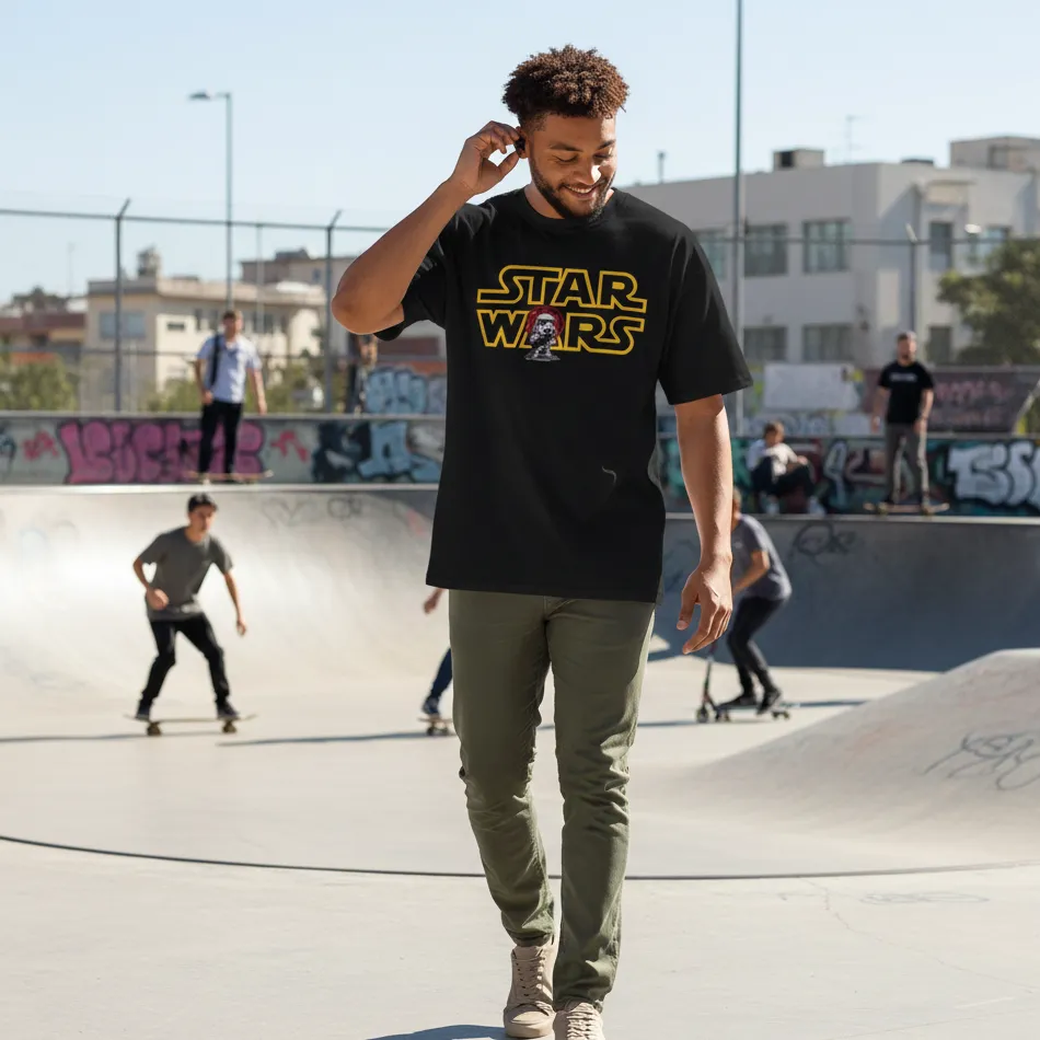 Star Wars Inspired Black Oversized T-Shirt – Text Graphic - Image 11