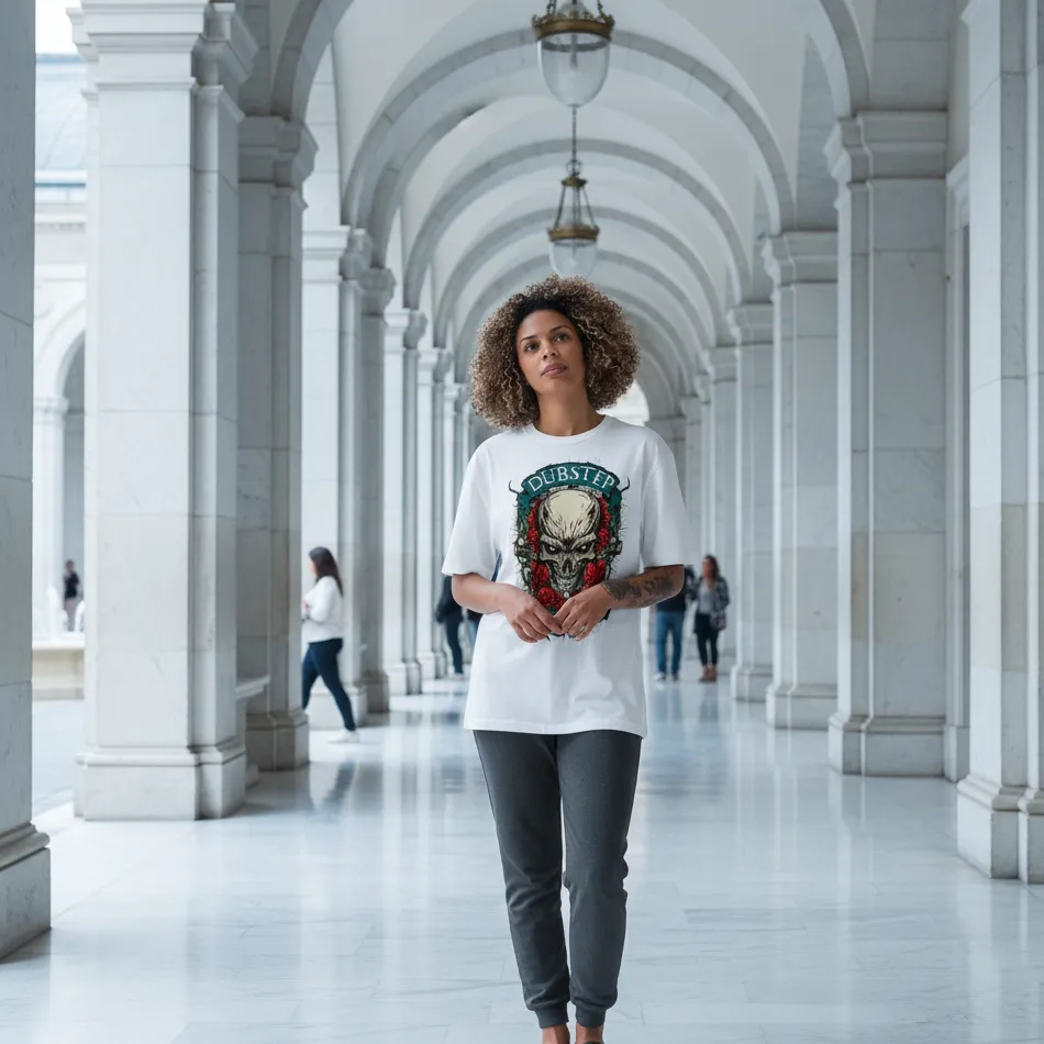 Skull Graphic White Oversized T-Shirt for Men & Women - Image 11