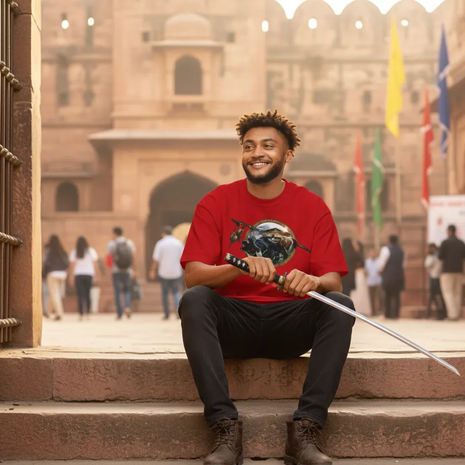 Kung Fu Panda Inspired 6.0 - Dropshoulder Red T-shirt - Image 5