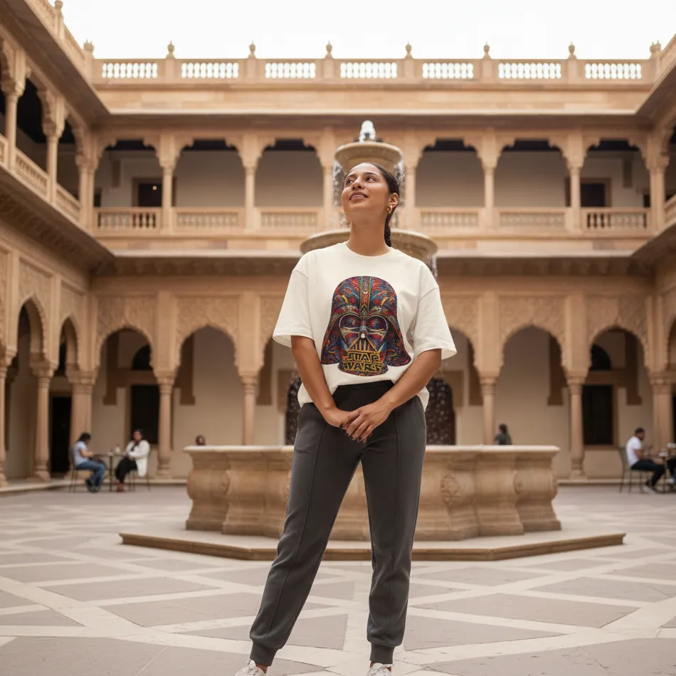 Star Wars Inspired Beige Oversized T-Shirt – Death Trooper Graphic - Image 2