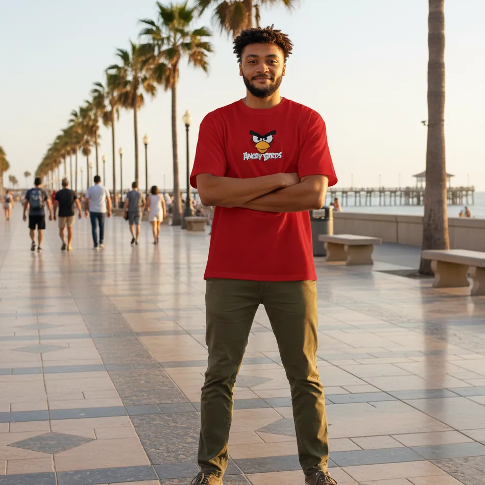 Angry Birds Inspired Red Oversized T-Shirt – Red Graphic - Image 2