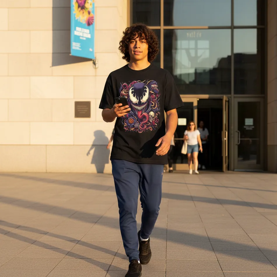 Venom Inspired Black Oversized T-Shirt – Face Graphic - Image 4